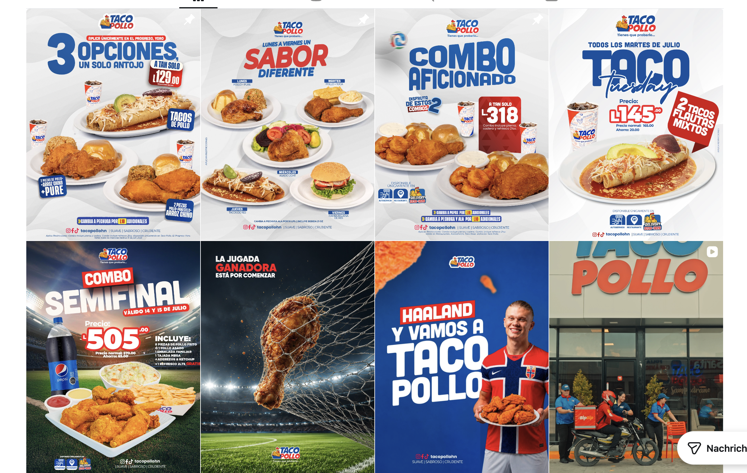 Promociones de Taco Pollo en Instagram